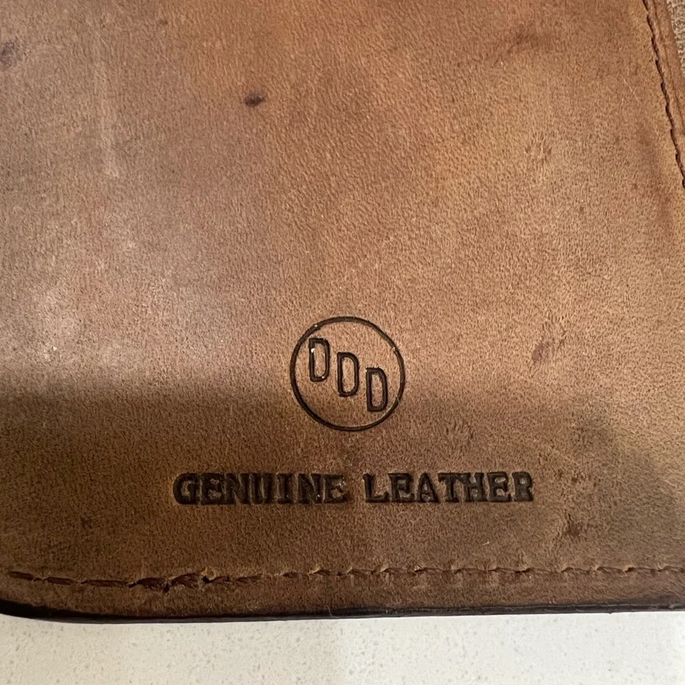 Brown Leather Wallet with Silver Accents